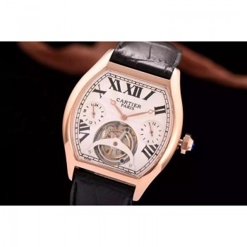 Cartier Tortue Tourbillon Or rose Cadran blanc Tourbillon 