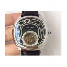 Drive De Calibre de Cartier Tourbillon W4100013 Acier inoxydable Cadran noir Tourbillon