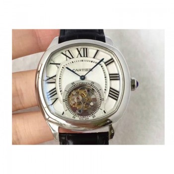 Drive De Calibre de Cartier Tourbillon W4100013 Acier inoxydable Cadran blanc Tourbillon