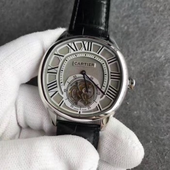 Drive de Calibre de Cartier Tourbillon W4100013 Acier inoxydable Grey Dial