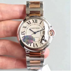 Ballon Bleu De Cartier Dames W6920033 36MM Acier inoxydable & Or rose Cadran argenté