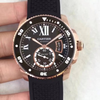 De Cartier Diver W7100052 42MM Or rose Cadran noir