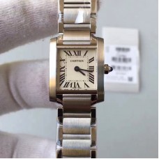 Cartier Tank Francaise Dames W51008Q25 20MM x 35MM Acier inoxydable Cadran blanc Quartz 