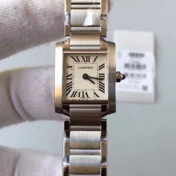 Cartier Tank Francaise Dames W51008Q25 20MM x 35MM Acier inoxydable Cadran blanc Quartz 