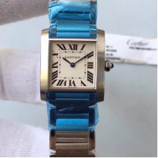 Cartier Tank Francaise Dames WSTA0005 25MM x 30MM Acier inoxydable Cadran blanc Quartz 