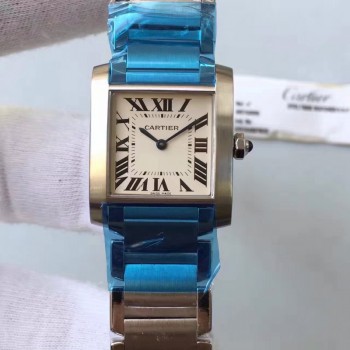 Cartier Tank Francaise Dames WSTA0005 25MM x 30MM Acier inoxydable Cadran blanc Quartz 