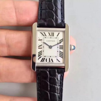 Cartier Tank Solo Dames W5200005 24MM x 31MM Acier inoxydable Cadran blanc Quartz 