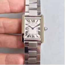 Cartier Tank Solo Dames W5200013 24MM x 31MM Acier inoxydable Cadran blanc Quartz 