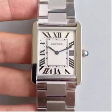 Cartier Tank Solo Dames W5200014 27MM x 34MM Acier inoxydable Cadran blanc Quartz 