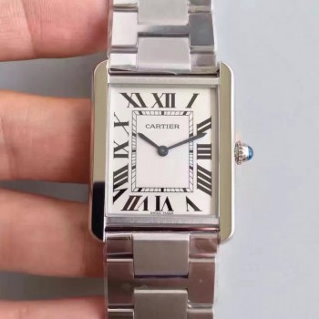 Cartier Tank Solo Dames W5200014 27MM x 34MM Acier inoxydable Cadran blanc Quartz 