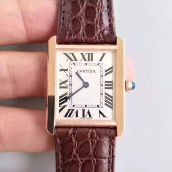 Cartier Tank Solo Dames W5200025 27MM x 34MM Or rose Cadran blanc Quartz 