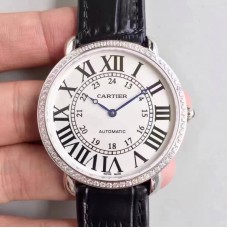 Ronde Luis Cartier WR000551 36MM Acier inoxydable & Diamants Cadran blanc