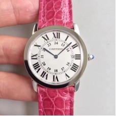 Ronde Solo De Cartier Dames W6700255 36MM Acier inoxydable Cadran blanc Quartz 