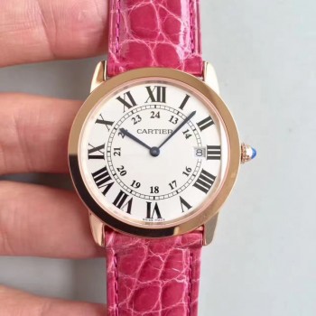 Ronde Solo De Cartier Dames W6701008 36MM Or rose Cadran blanc Quartz 