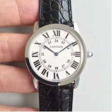 Ronde Solo De Cartier W6700255 36MM Acier inoxydable Cadran blanc Quartz 