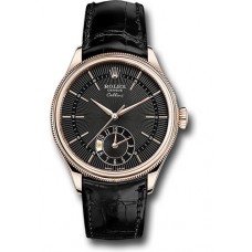 Réplique montre Rolex Cellini Dual Time 39 mm cadran noir 50525