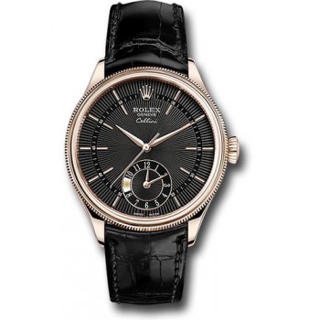 Réplique montre Rolex Cellini Dual Time 39 mm cadran noir 50525