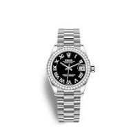 Réplique Rolex Datejust 31 Bracelet Président En Or Blanc Avec Cadran Noir m278289rbr-0011