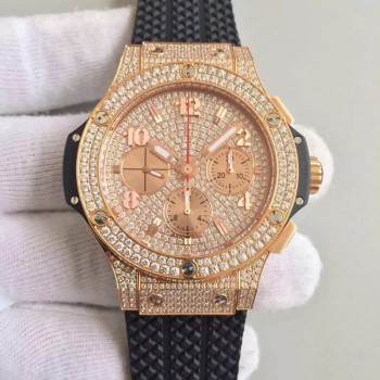 Réplique Hublot Big Bang Gold Full Pave 341.PC.9010.RC.1704 Cadran en diamants en or rose avec diamants