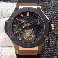 Réplique Hublot Big Bang Skeleton Tourbillon en or rose cadran squelette en céramique