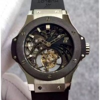 Réplique Hublot Big Bang squelette tourbillon en acier inoxydable cadran squelette en céramique