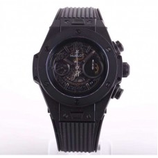 Réplique Hublot Big Bang Unico All Black Sapphire 411.JB.4901.RT cadran squelette en céramique