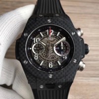 Réplique Hublot Big Bang Unico Carbon 411.QX.1170.RX cadran squelette en fibre de carbone