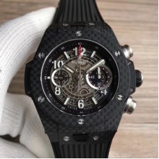 Réplique Hublot Big Bang Unico Carbon 411.QX.1170.RX cadran squelette en fibre de carbone