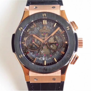 Réplique Hublot Classic Fusion Aerofusion Chronograph Dutch 525.OM.0180.HR.CSS16 Rose Gold Black Skeleton Dial