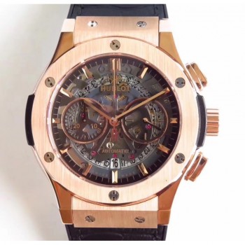 Réplique Hublot Classic Fusion Aerofusion Chronograph King Gold 525.OX.0180.LR Rose Gold Black Skeleton Dial