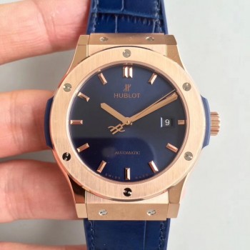 Réplique Hublot Classic Fusion Blue King Gold 511.OX.7180.LR Rose Gold Blue Dial