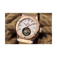 Réplique Hublot Classic Fusion Tourbillon Or Rose Cadran Blanc