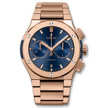 Réplique Hublot Classic Fusion Blue Chronograph King Gold Bracelet 45 mm 520.OX.7180.OX