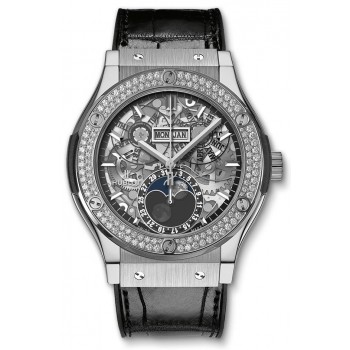 Réplique Hublot Classic Fusion Aerofusion Phase de Lune Titane Diamants 517.NX.0170.LR.1104