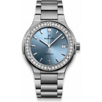 Réplique Hublot Classic Fusion Titane Bleu Clair Bracelet 38mm 568.NX.891L.NX.1204