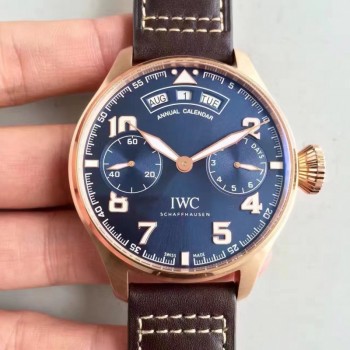 Réplique IWC Big Pilot du calendrier annuel Le Petit Prince IW502701 en or rose avec cadran bleu