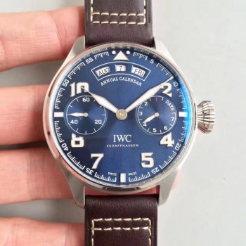 Réplique IWC Big Pilot du calendrier annuel du grand Le Petit Prince IW502703 en acier inoxydable avec cadran bleu