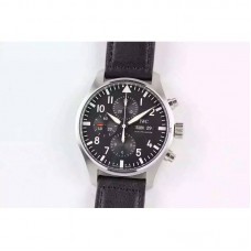 Réplique IWC Pilot Chronograph IW377709 Cadran Noir En Acier Inoxydable