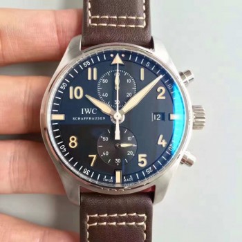 Réplique IWC Pilot Chronograph IW387808 Cadran Noir En Acier Inoxydable