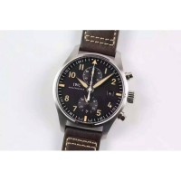 Réplique IWC Pilot IW387808 Chronographe Cadran Noir En Acier Inoxydable