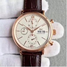 Réplique IWC Portofino Chronographe IW391020 Cadran Blanc Or Rose