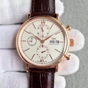 Réplique IWC Portofino Chronographe IW391020 Cadran Blanc Or Rose