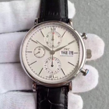 Réplique IWC Portofino Chronographe IW391022 Cadran Blanc En Acier Inoxydable