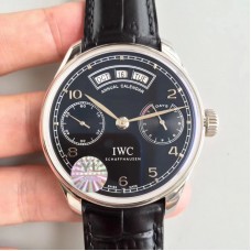 Réplique IWC Portugieser IW503502 du calendrier annuel en acier inoxydable avec cadran noir