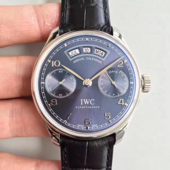 Réplique IWC Portugieser IW503502 en acier inoxydable avec cadran bleu