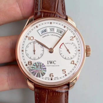 Replique IWC Portugieser Annuel IW503504 Cadran Blanc Or Rose