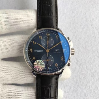 Réplique IWC Portugieser Chronograph Dubai Edition IW371489 Cadran Acier Inoxydable Bleu