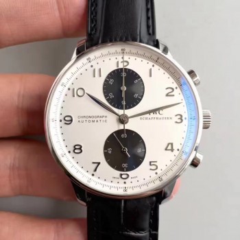 Réplique IWC Portugieser Chronographe IW3714-11 Cadran Blanc Noir En Acier