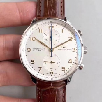 Réplique IWC Portugieser Chronographe IW371445 Cadran Blanc En Acier Inoxydable