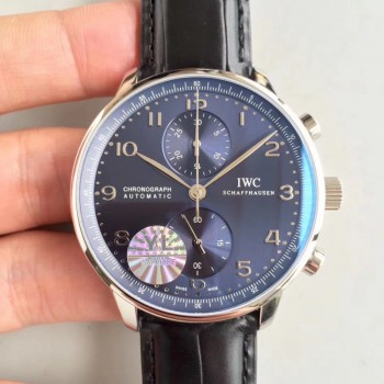 Réplique IWC Portugieser Chronographe IW371447 Cadran Noir En Acier Inoxydable